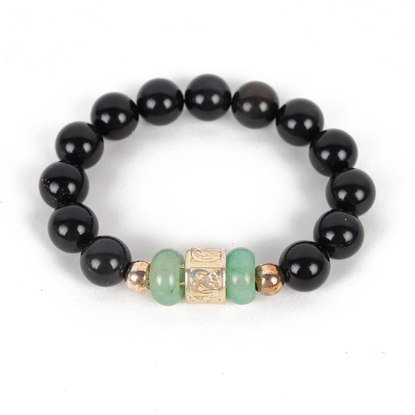 Black Obsidian and Jade Bracelet