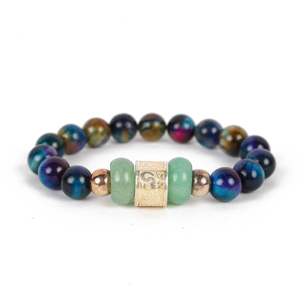 Galaxy Tiger Eye and Jade Bracelet