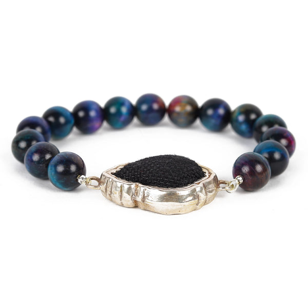 Galaxy Tiger Eye Bracelet with Kiswah Black