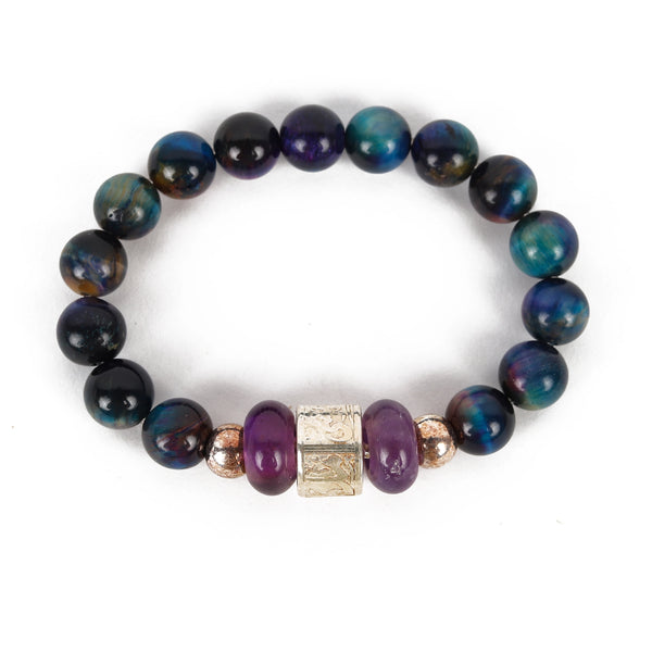 Galaxy Tiger Eye and Amethyst Bracelet