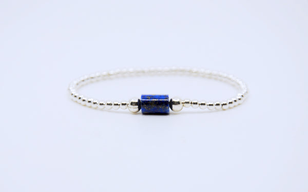 Lapis Silver Beads Bracelet S