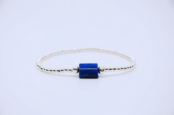 Lapis Silver Beads Bracelet L