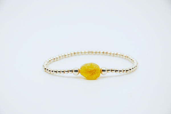 Citrine Silver Beads Bracelet