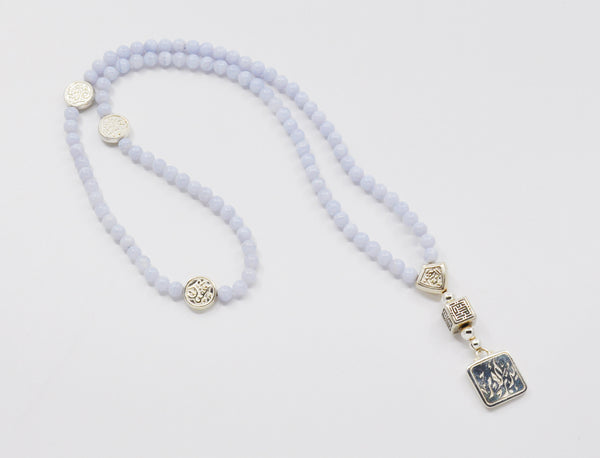 Blue Lace Agate Cube Rosary