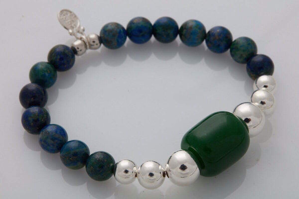 Azurite +Green agate bracelet