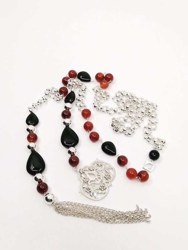 Cravate necklace Onyx & Agate